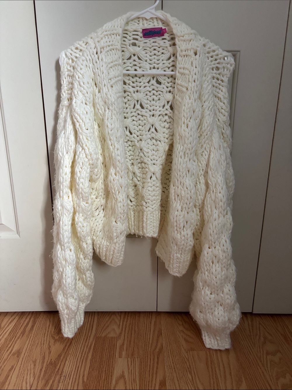 Cozy Open-Front Chunky Knit Cardigan Sweater - Cream